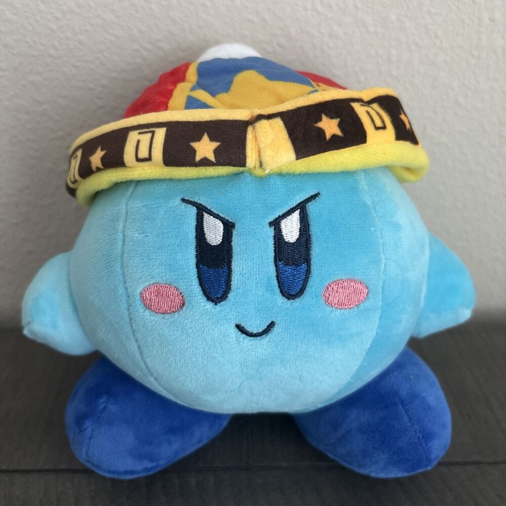 Kirby All Star Collection Blue Kirby Plush Hat San-ei Nintendo Stuffed Animal 6”